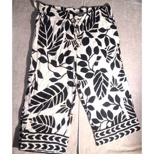 Nicole Miller 3X Linen Blend Pants Capri Elastic Pull On Wide Leg Hawaiian